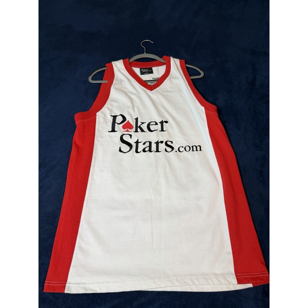 Vtg PokerStars WSOP 2006 Team Jersey Mens Sz L White Red Tipsy 06 Poker Jersey